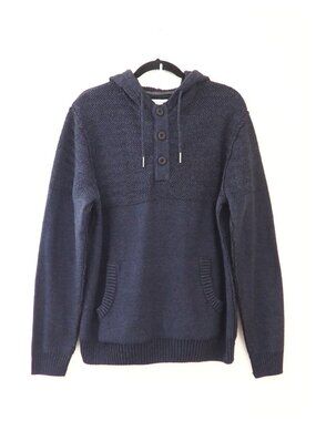 Coastaoro Navy Blue Edessa Hooded Pullover Sweater sz L